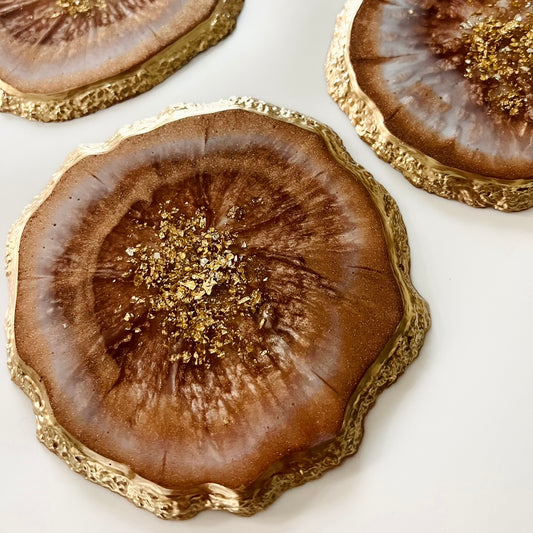 Agate Coasters | Copper & Gold - Round